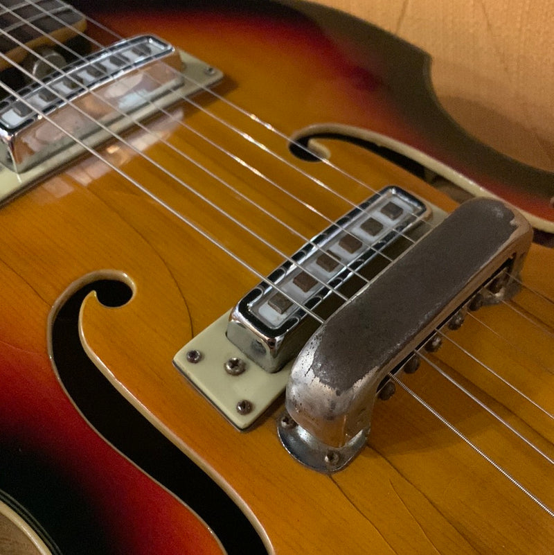 Vintage 1960s Teisco Black Jack Violin Hollowbody Electric Guitar 113023