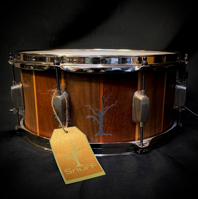 Snurf Drums Custom Triple Chocolate 14 x 6.5 Walnut and Mahogany Snare Drum - Natural