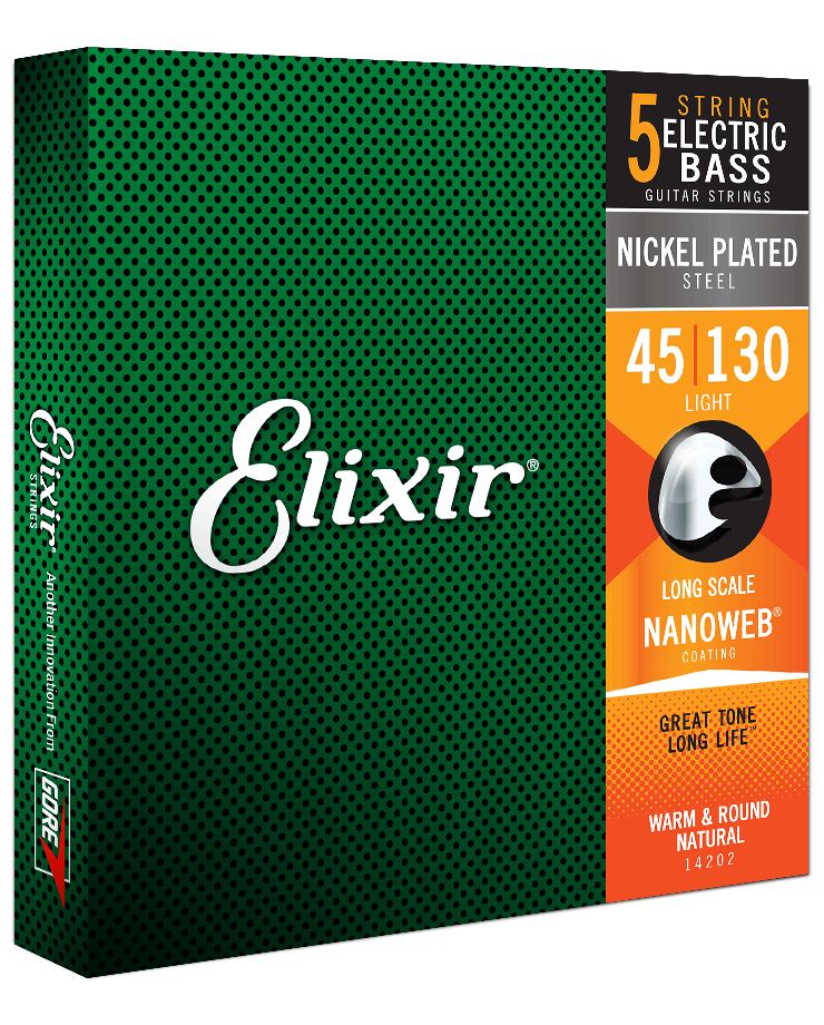 Elixir 14202 Nanoweb Coated 5-String Bass Strings - 45-130