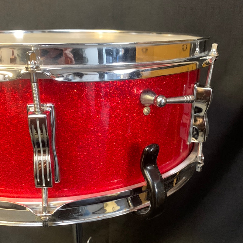 Vintage 1964 Ludwig No. 491 Pioneer 5x14 6-Lug Snare Drum w/ Case - Red Sparkle 092523