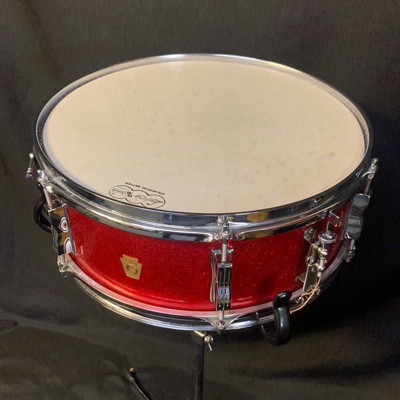 Vintage 1964 Ludwig No. 491 Pioneer 5x14 6-Lug Snare Drum w/ Case - Red Sparkle 092523