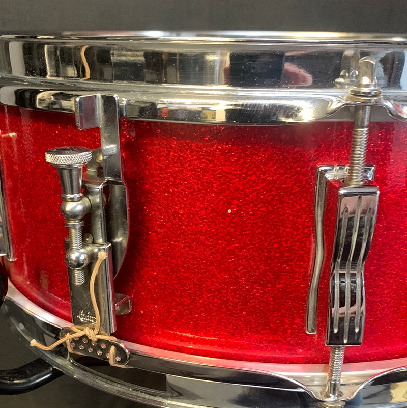 Vintage 1964 Ludwig No. 491 Pioneer 5x14 6-Lug Snare Drum w/ Case - Red Sparkle 092523