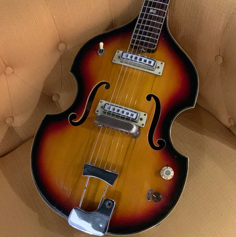 Vintage 1960s Teisco Black Jack Violin Hollowbody Electric Guitar 113023