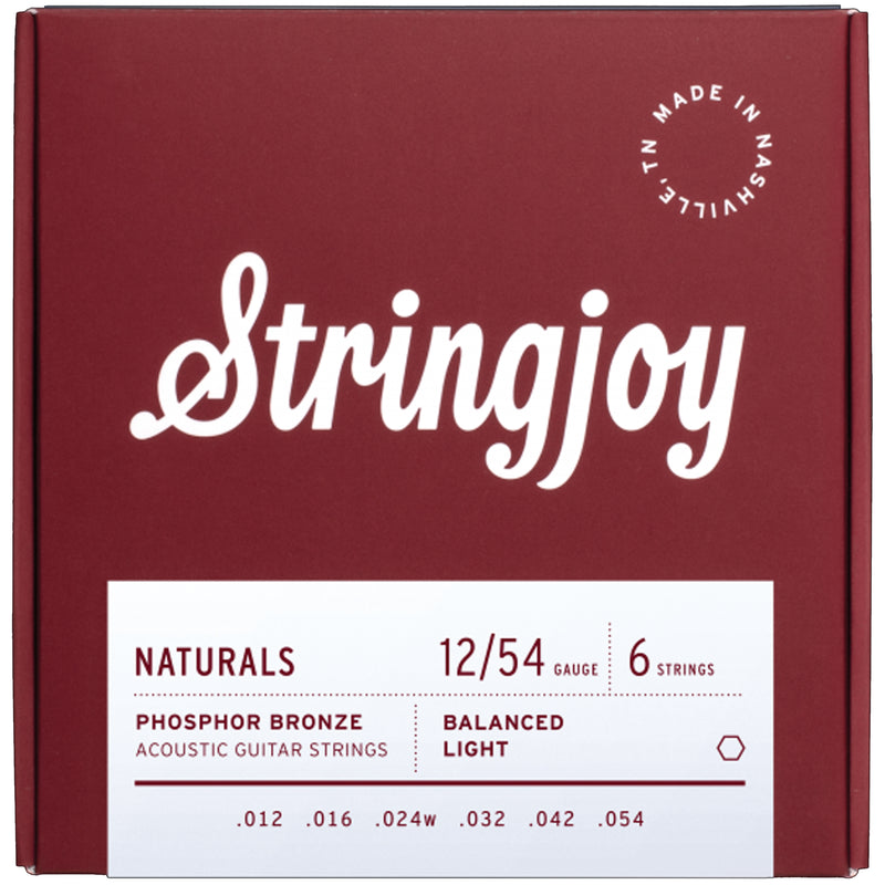 Stringjoy Naturals Phosphor Bronze Acoustic Guitar Strings - Balanced Light (12-54)