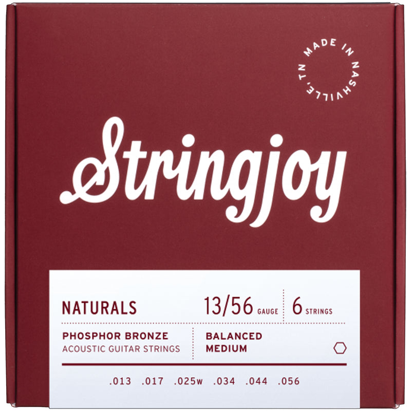 Stringjoy Naturals Phosphor Bronze Acoustic Guitar Strings - Balanced Medium (13-56)