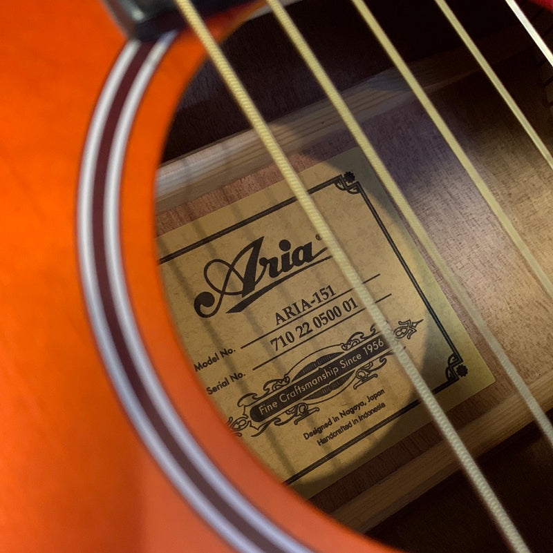 Used Aria 151 Lil' Aria Mini Acoustic Guitar w/ Case - Matte Orange Sunburst 071123
