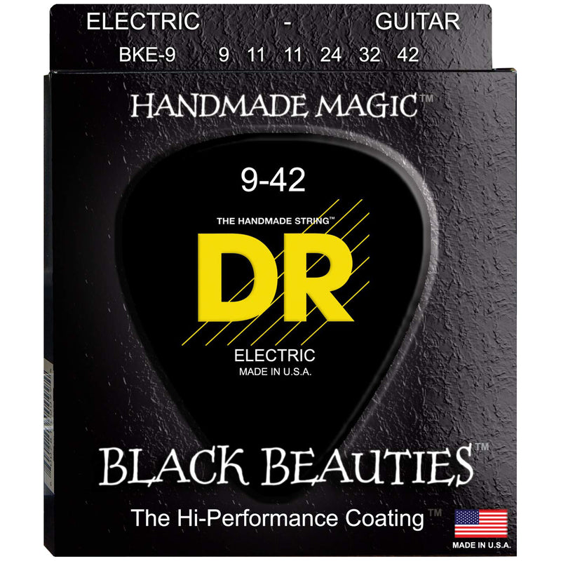 DR Black Beauties Black Coated Electric Guitar Strings - 9-42