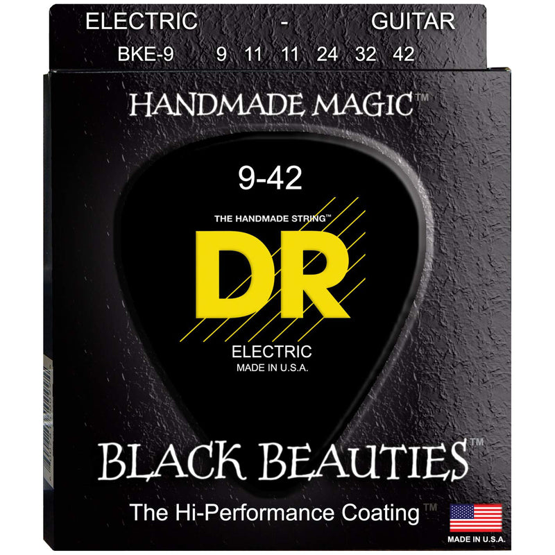 DR Black Beauties Black Coated Electric Guitar Strings - 9-42