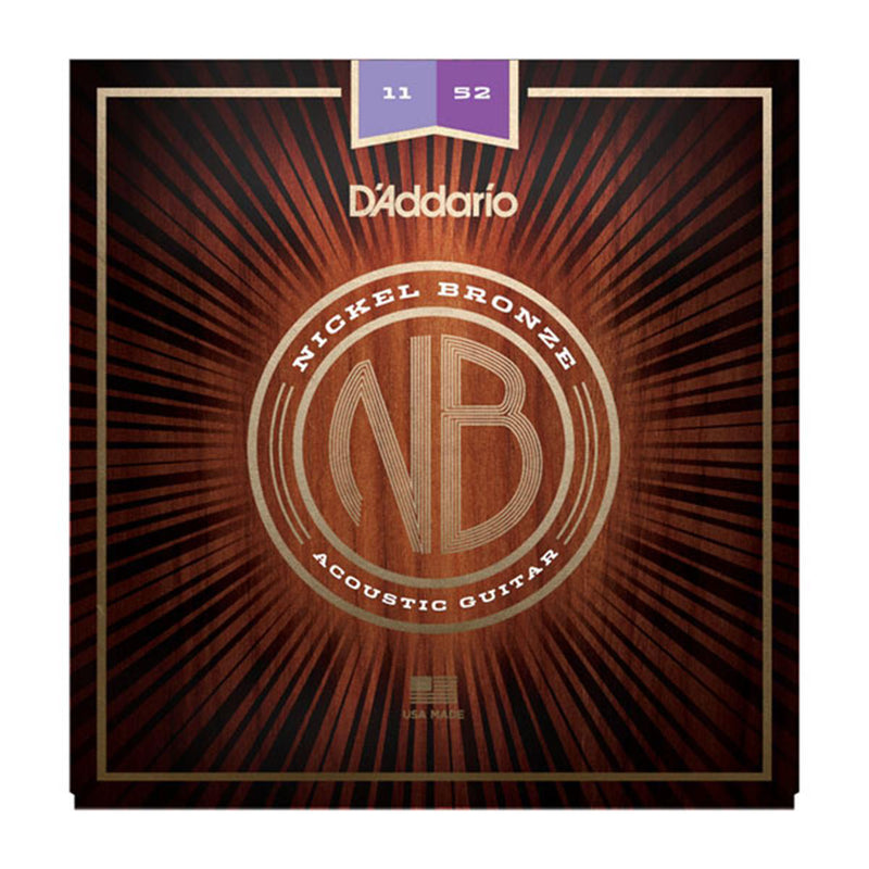 D'Addario NB1152 - Nickel Bronze Acoustic Guitar Strings - Custom Light - 11-52