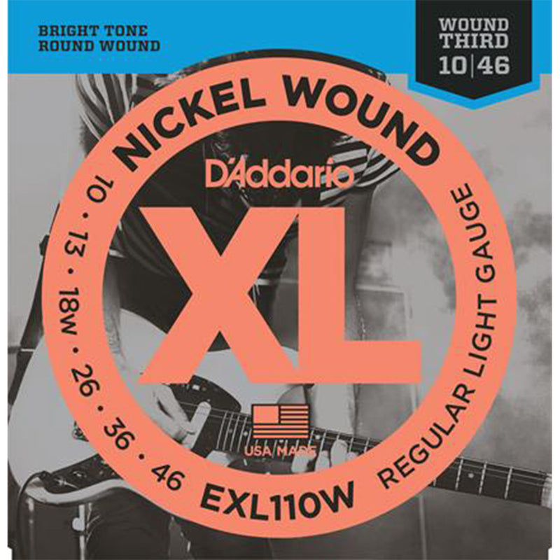 D'Addario EXL110W Nickel Wound Electric Guitar Strings - 10-46 (Wound Third)