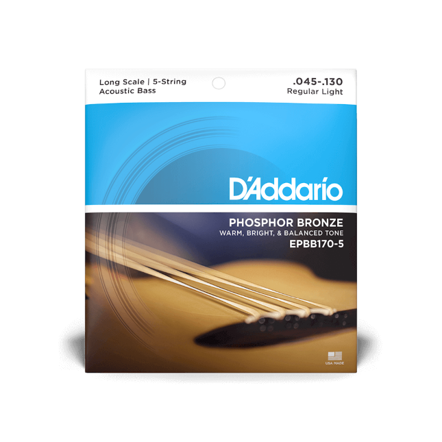 D'Addario 5-String Acoustic Bass Phosphor Bronze Strings 45-130