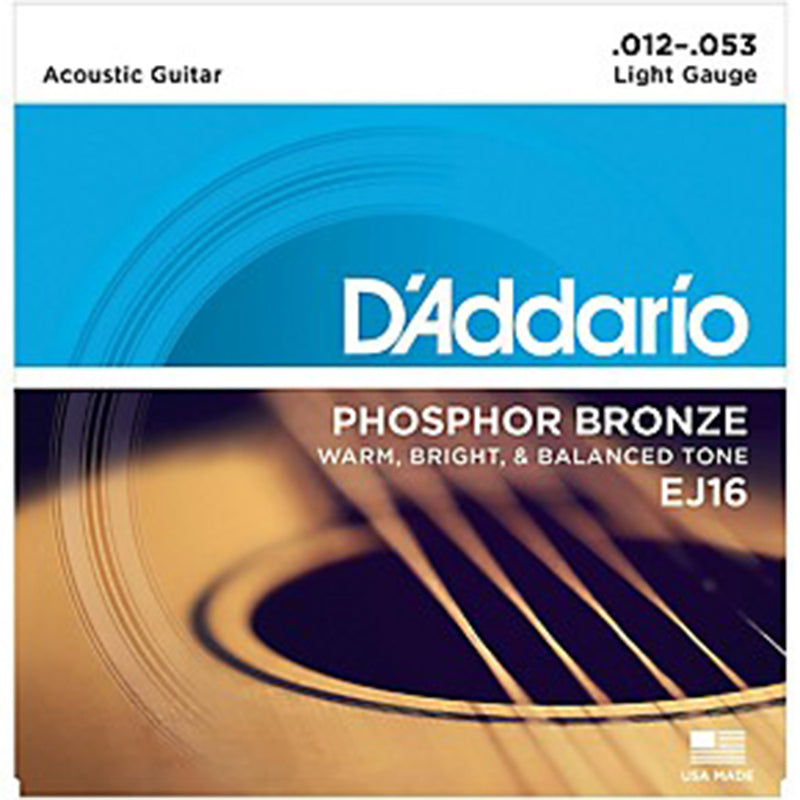 D'Addario EJ16  Phosphor Bronze Acoustic Strings - Light Gauge 12-53