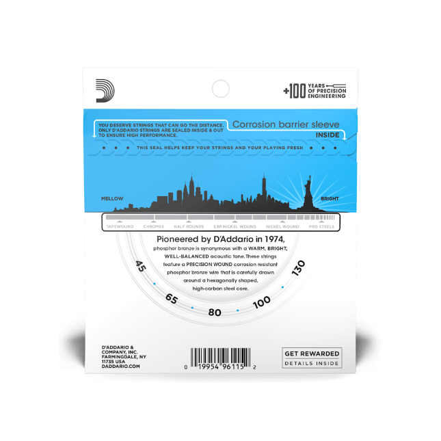 D'Addario 5-String Acoustic Bass Phosphor Bronze Strings 45-130