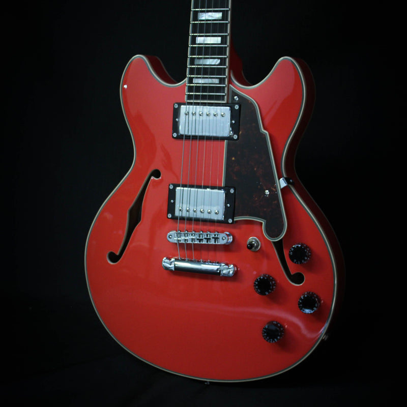 D'Angelico Premier Mini DC Semi-Hollow Body Electric Guitar w/ Bag - Fiesta Red
