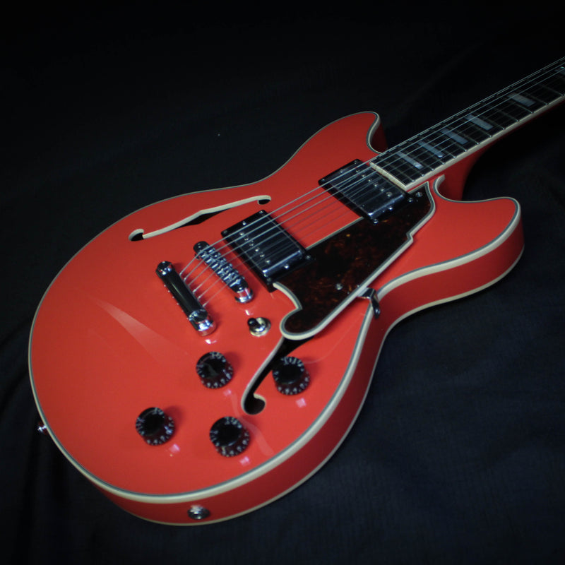 D'Angelico Premier Mini DC Semi-Hollow Body Electric Guitar w/ Bag - Fiesta Red