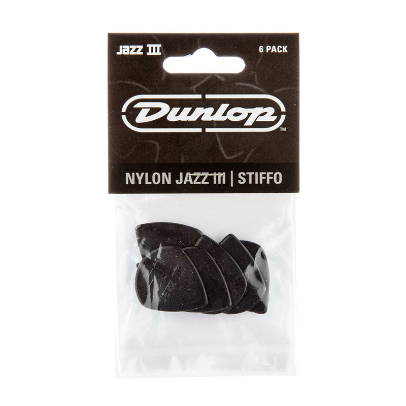Dunlop Nylon Jazz III Stiffo Guitar Picks (6 Pack) - Black