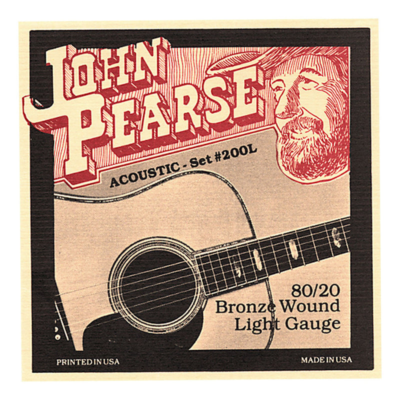 John Pearse 200L Acoustic Strings - 80/20 Bronze / Light Gauge