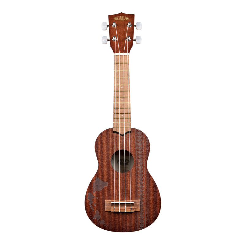 Kala Satin Mahogany Soprano Ukulele - Hawaiian Islands with Tattoo