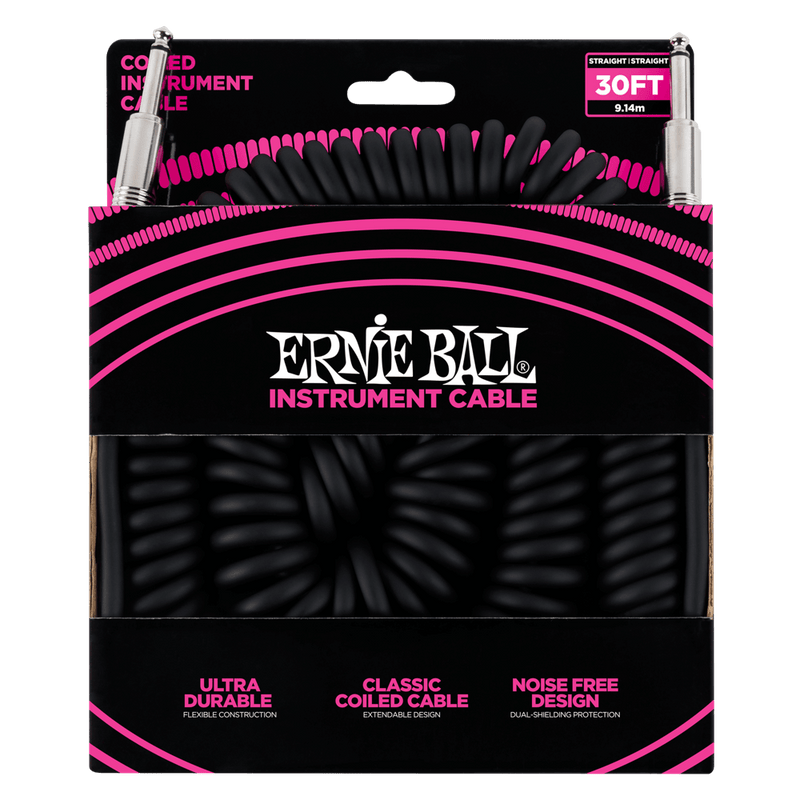 Ernie Ball 30ft. Coiled Instrument Cable - Black