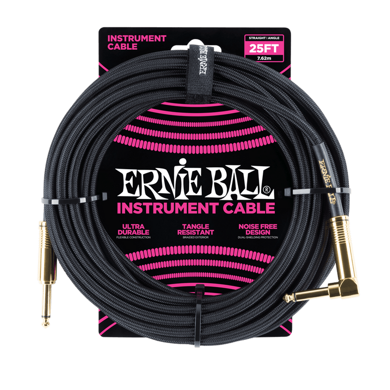 Ernie Ball 25ft. Braided Instrument Cable - Black