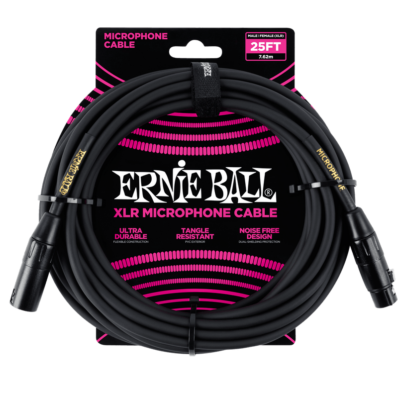 Ernie Ball 25ft. Microphone Cable - Black