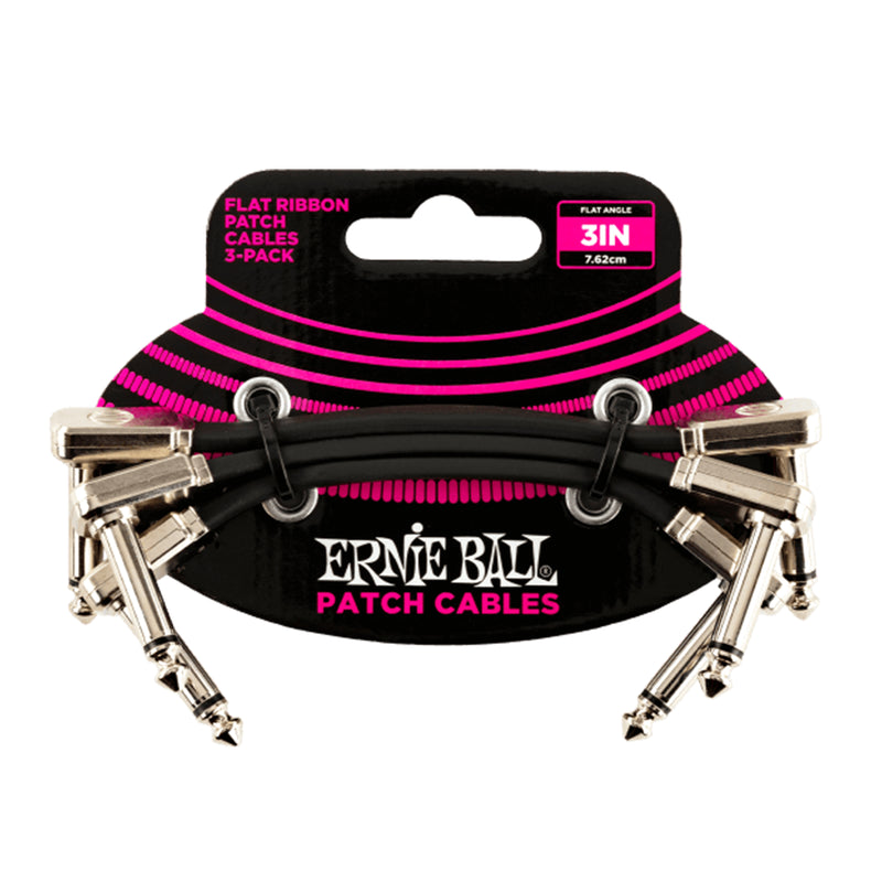 Ernie Ball 3" Flat Ribbon  Patch Cables (3 pack) - Black
