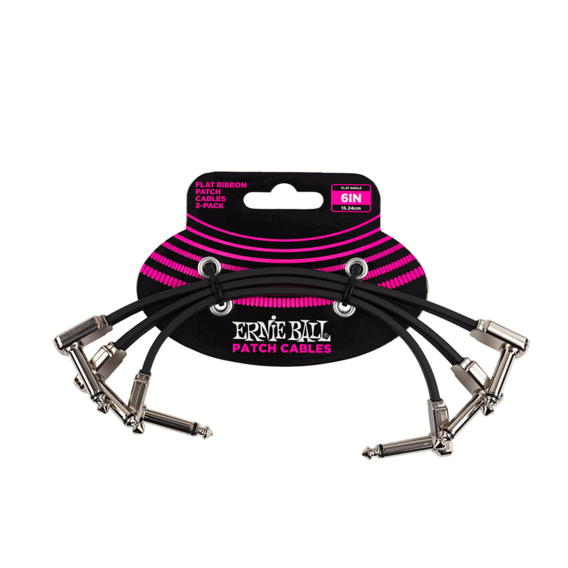 Ernie Ball 6" Flat Ribbon Patch Cables (3 pack) - Black