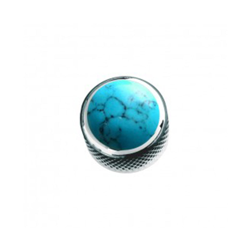 Q-Parts Custom Dome Guitar Knob - Chrome / Turquoise