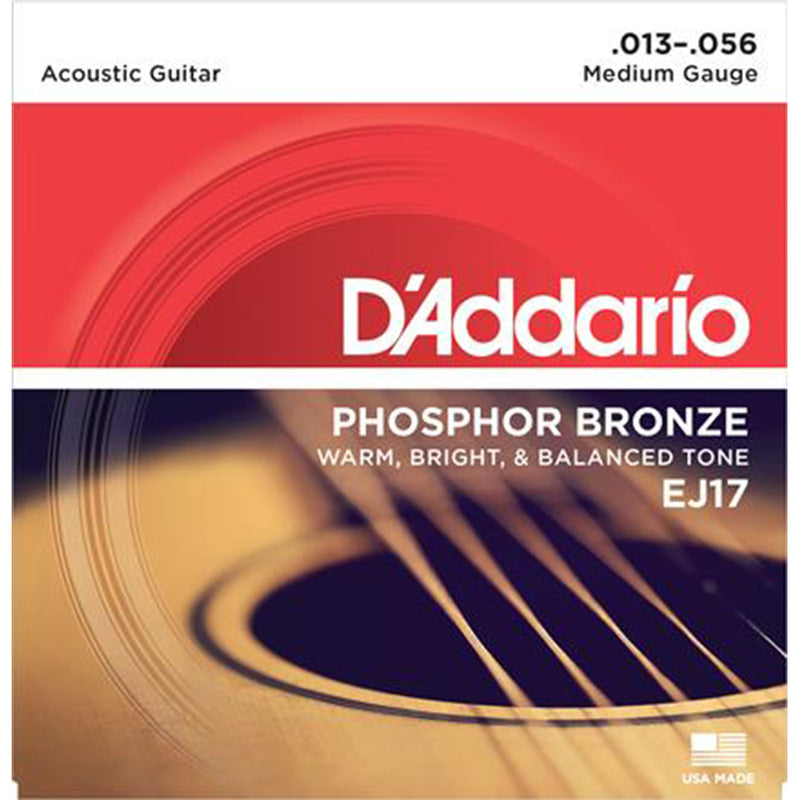 D'Addario EJ17  Phosphor Bronze Acoustic Strings - Medium Gauge 13-56