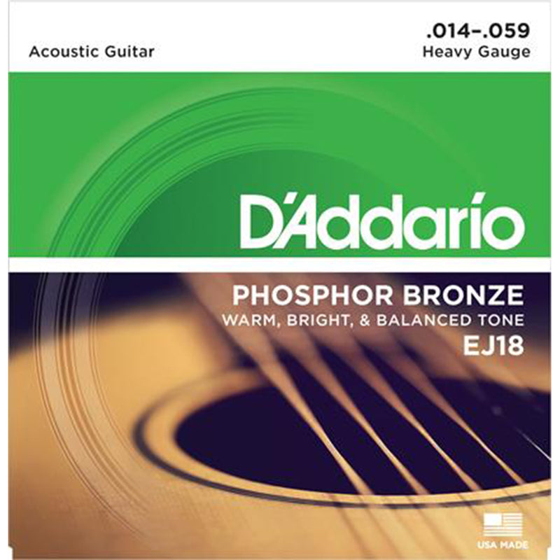 D'Addario EJ18  Phosphor Bronze Acoustic Strings - Heavy Gauge 14-59