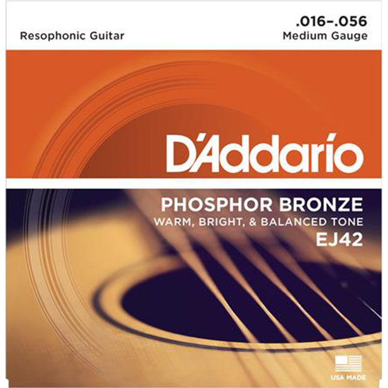 D'Addario EJ42  Phosphor Bronze Resophonic Guitar Strings -16-56