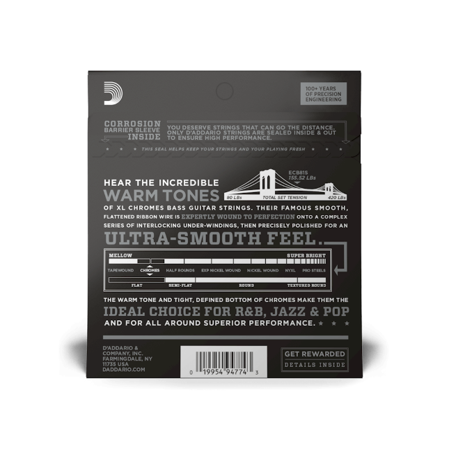 D'Addario ECB81S Short Scale Flatwound Bass Strings