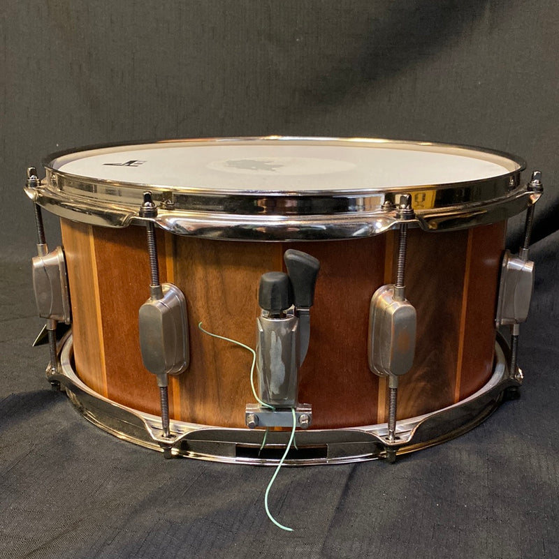Snurf Drums Custom Triple Chocolate 14 x 6.5 Walnut and Mahogany Snare Drum - Natural