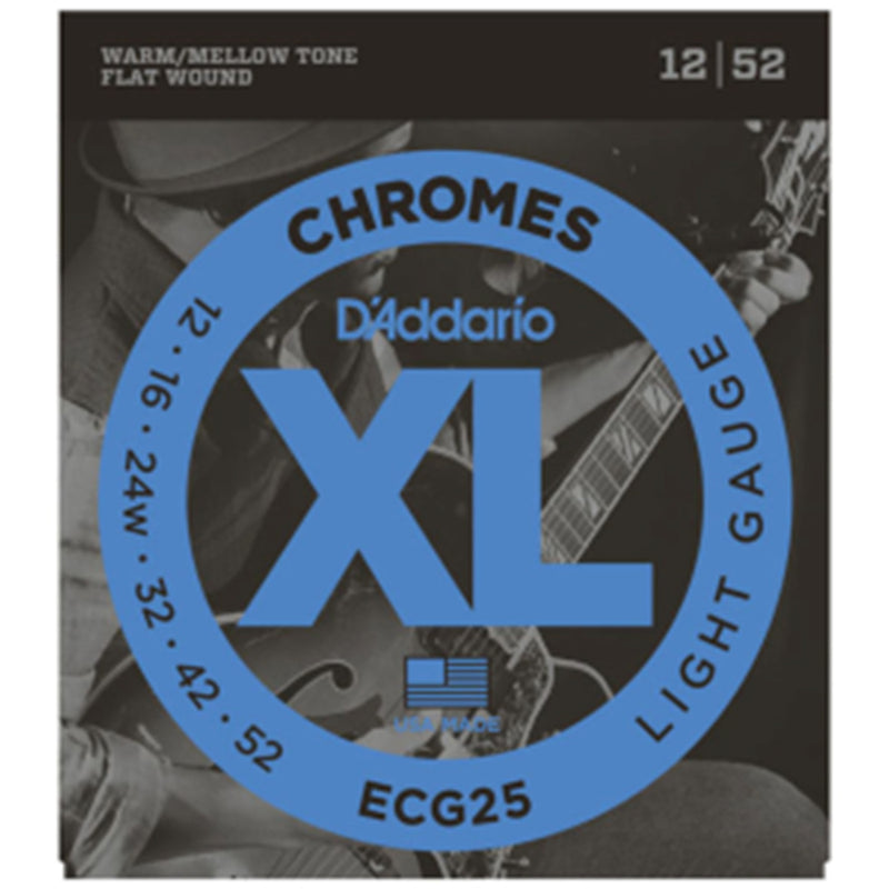 D'Addario ECG25 Chromes Flatwound Guitar Strings - 12-52
