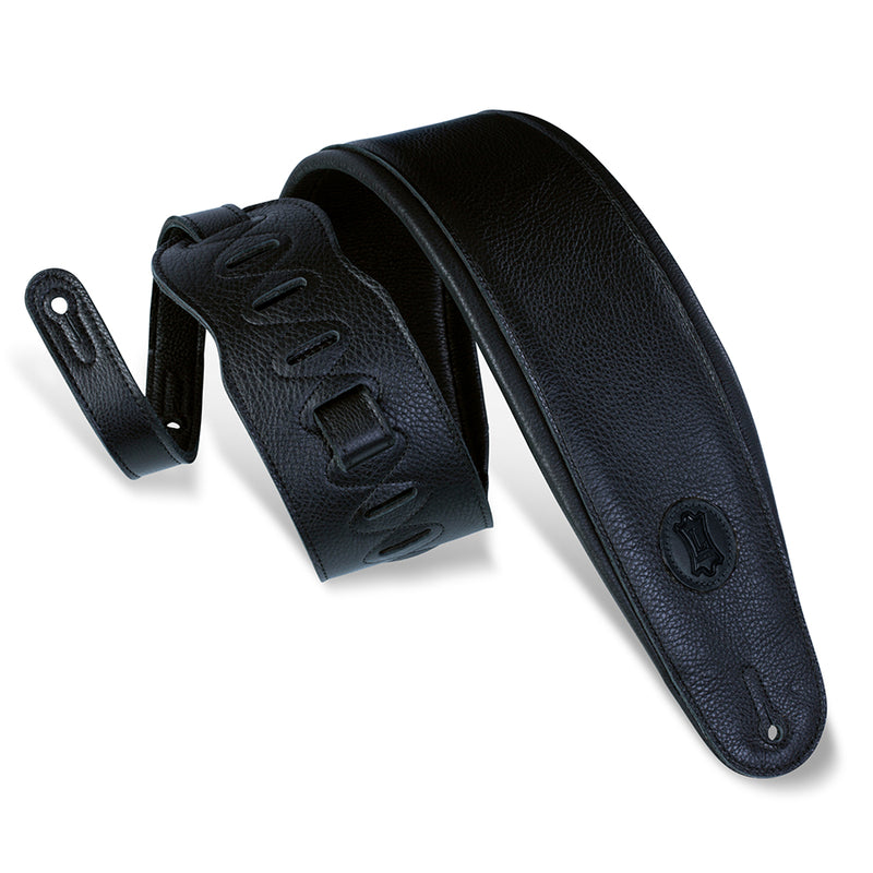 Levy's 4 1/2"  Logo Garment Leather Bass Strap w/ Foam Padding - Black